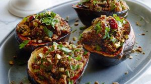 Vegan Quinoa Cranberry Stuffed Acorn Squash