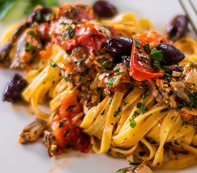Linguine Pasta With Sardines And Extra Virgin Olive Oil