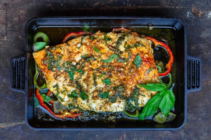 Pairing Fish With Evoo In Baked Fish With Garlic And Basil